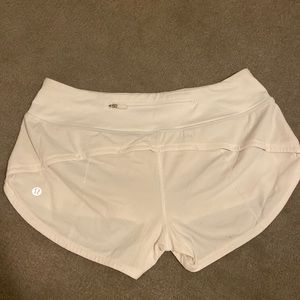 White Lululemon Speed Up Shorts